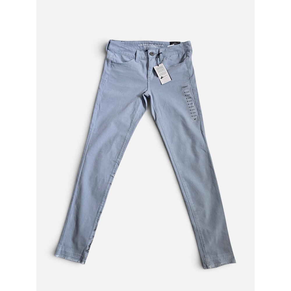 American Eagle Sateen NWT Blue Jeggings 360 Super Stretch Low Rise 6 Regular